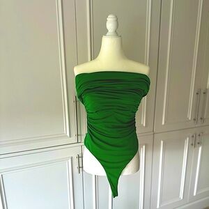 NWT cinq a sept rouched off the shoulder body suit